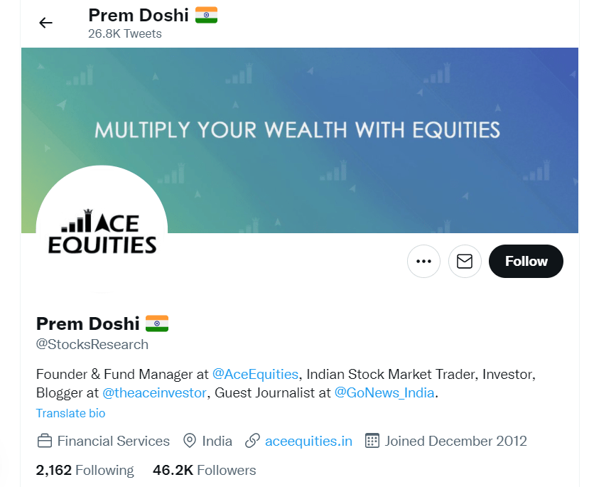 PremDoshi - Twitter Accounts For Indian Stock Market